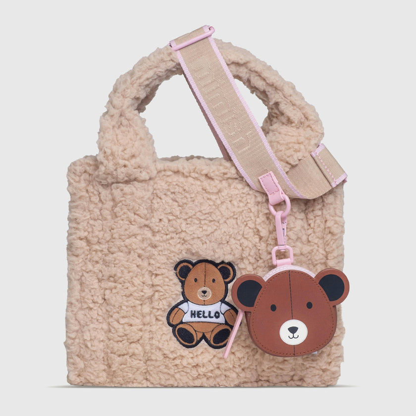Sherpa Tote Bag – Cozy, Colorful & Convertible with Matching Coin Purse, Teddy Bear