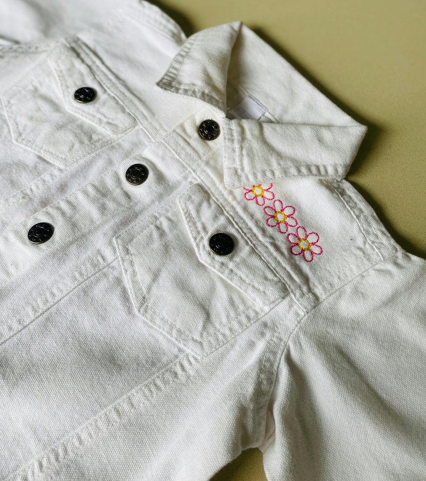 flower girl White Denim Jacket