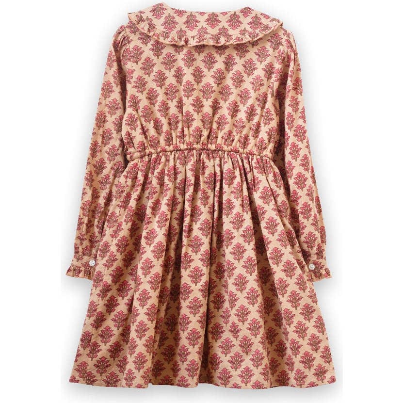 Long Sleeve Collar Dress with Velvet Tie