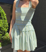 The Azalea Mini Nap Dress - Blue/Green Stripe