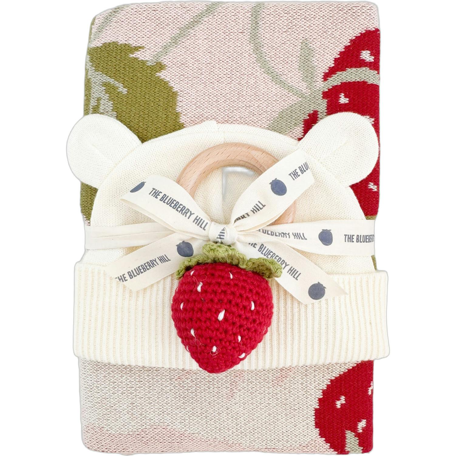Blanket Hat Teether Gift Set - Strawberry
