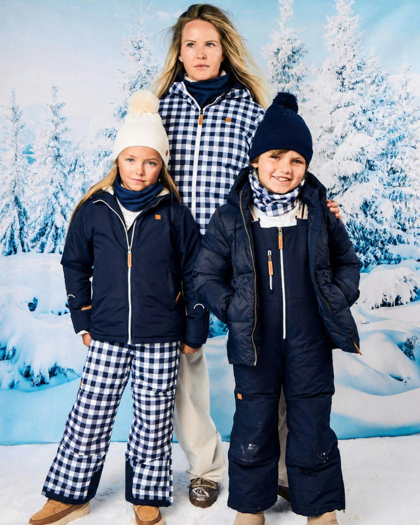 Women's Winter Coat in Navy Gingham