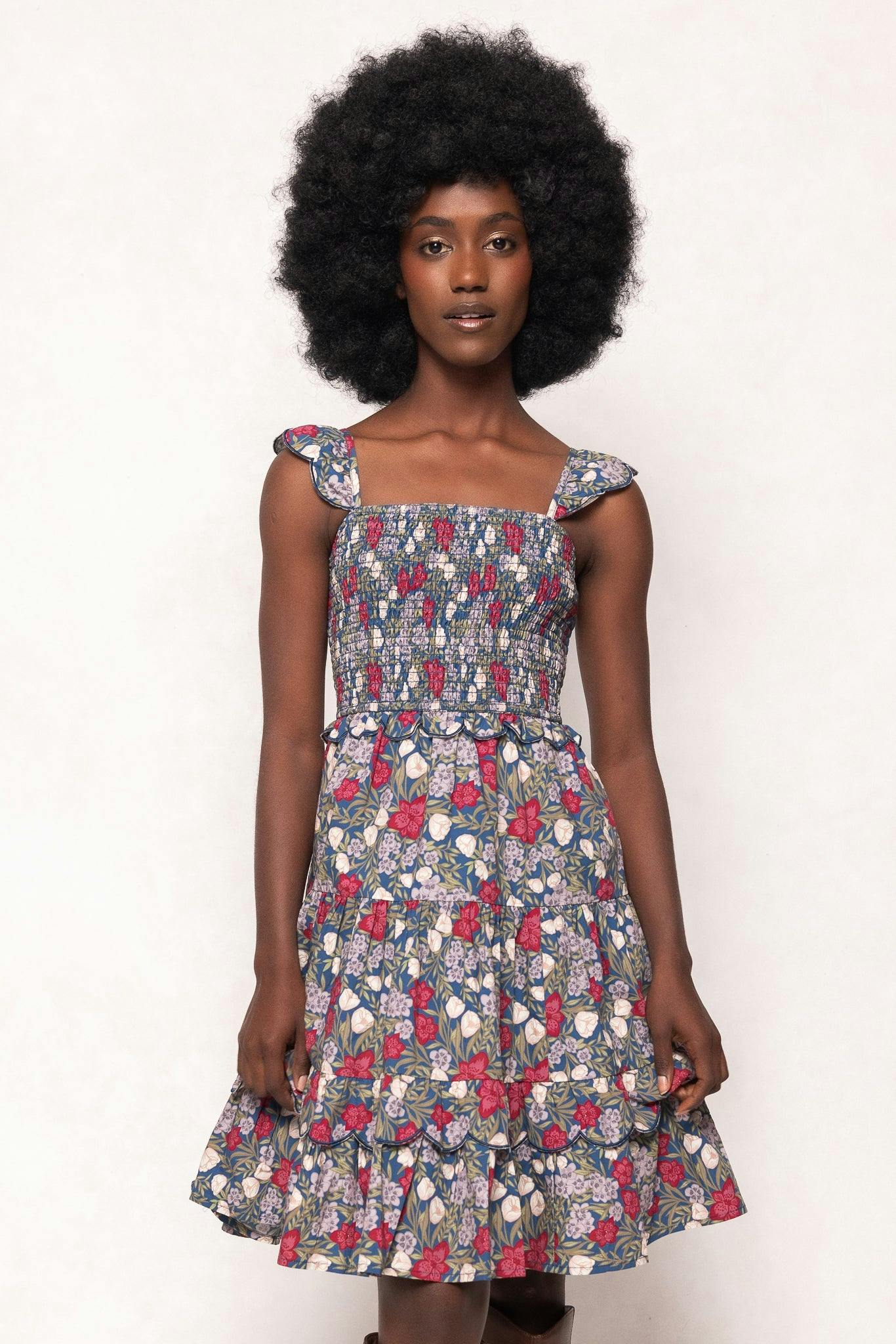 Blossom Dress in Navy Meadow