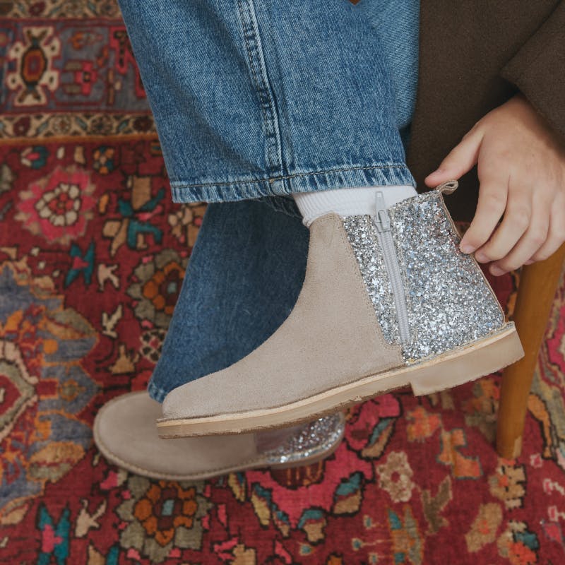 Olivia Glitter & Suede Chelsea Boots