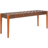 Amalia Leather Weave Bench