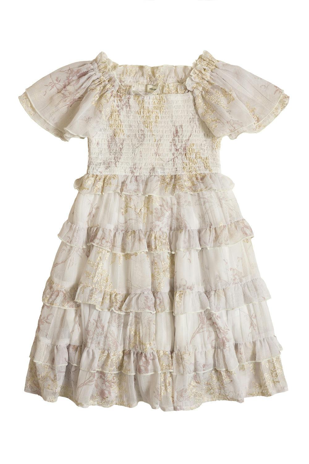 Mini Winnie Dress in Bright White Wispy Wildflower