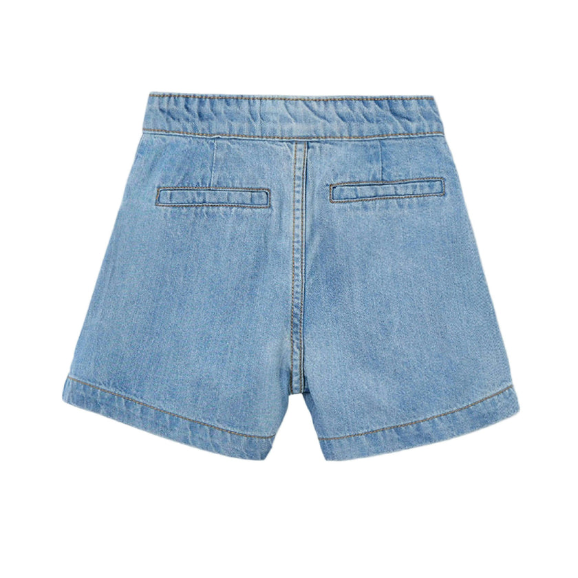 Light Blue Denim Shorts With Button Detail