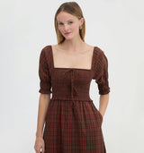 The Malene Nap Dress - Chestnut Plaid