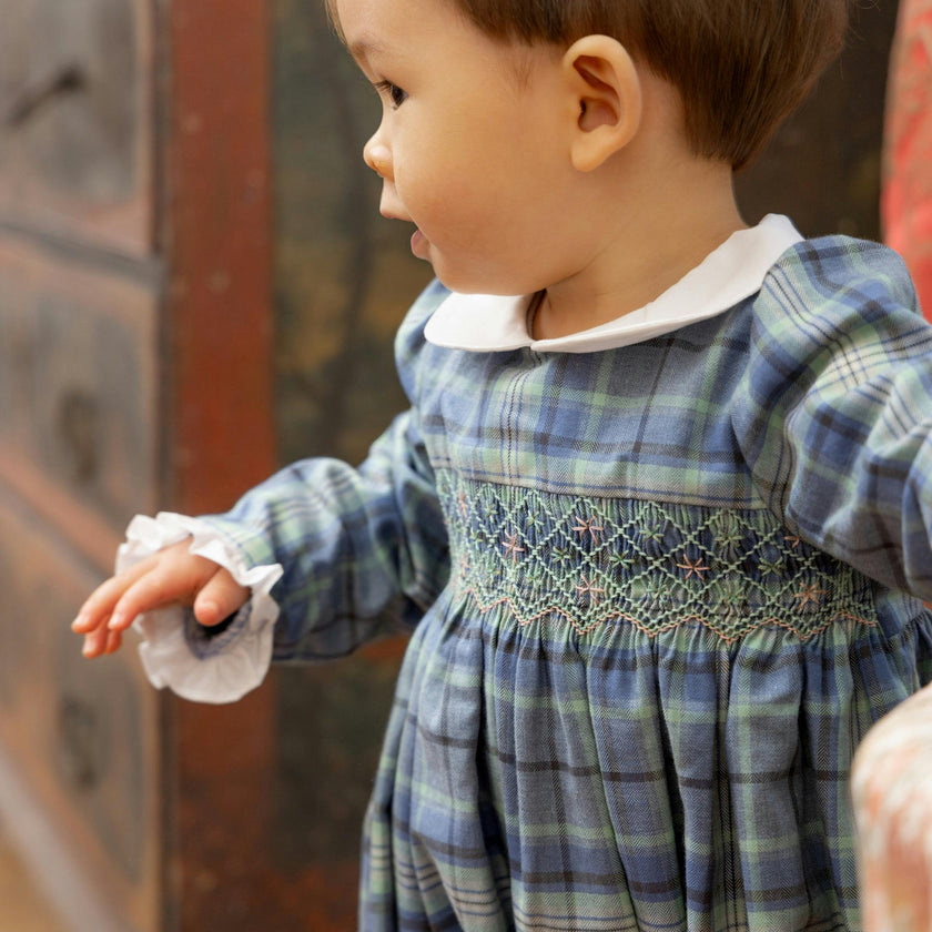 Heidi Blue Tartan Baby Romper