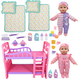 Little Darlings: 12" Twin Dolls Bedtime Fun Set - 29pc