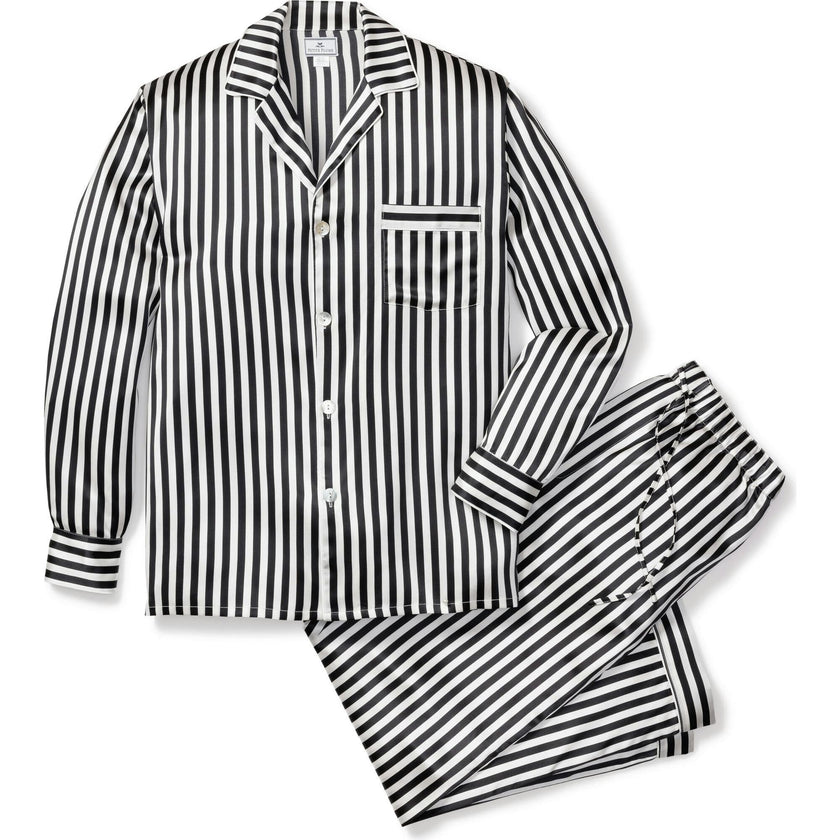 Men's Silk Pajama Set in Navy