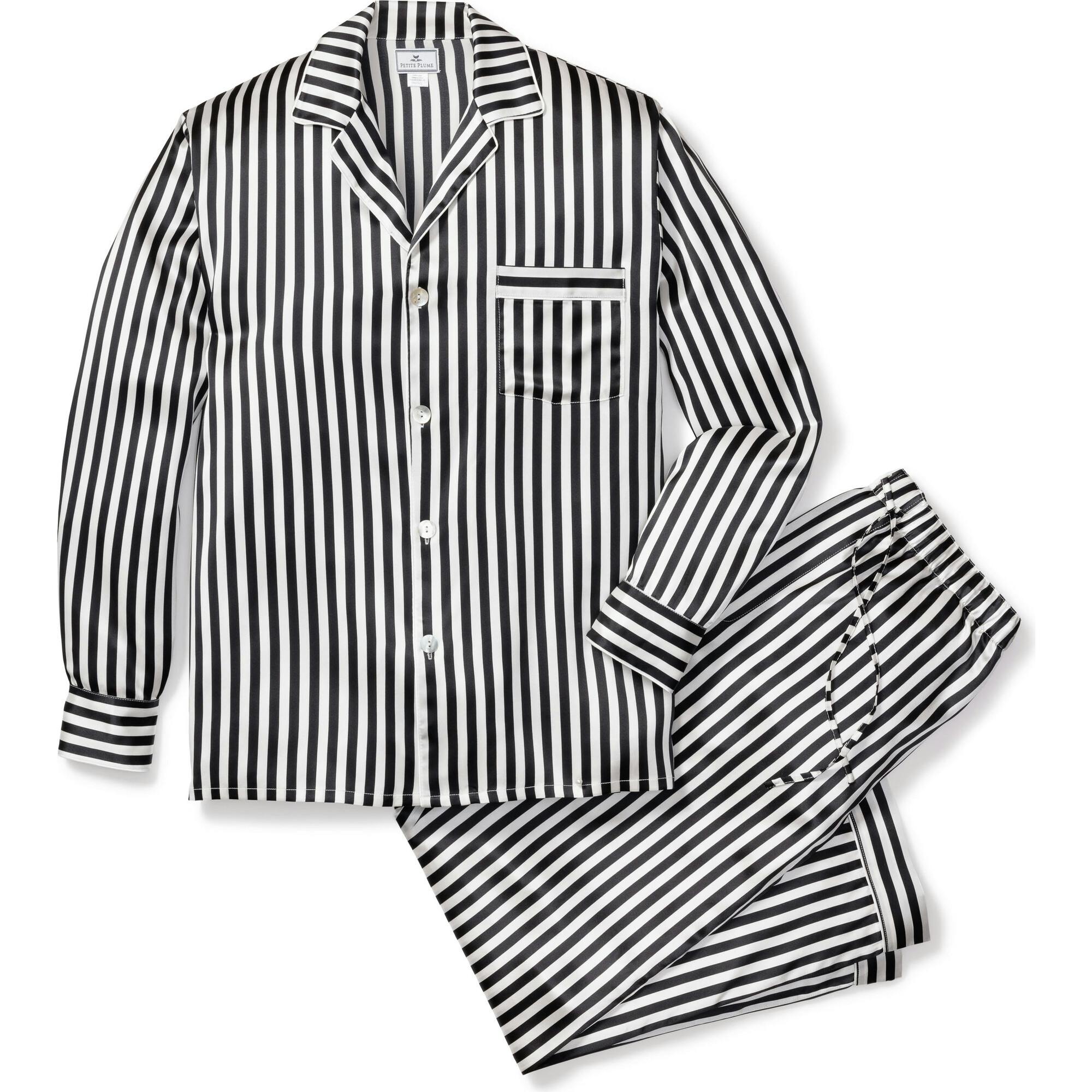 Men's Silk Pajama Set in Navy