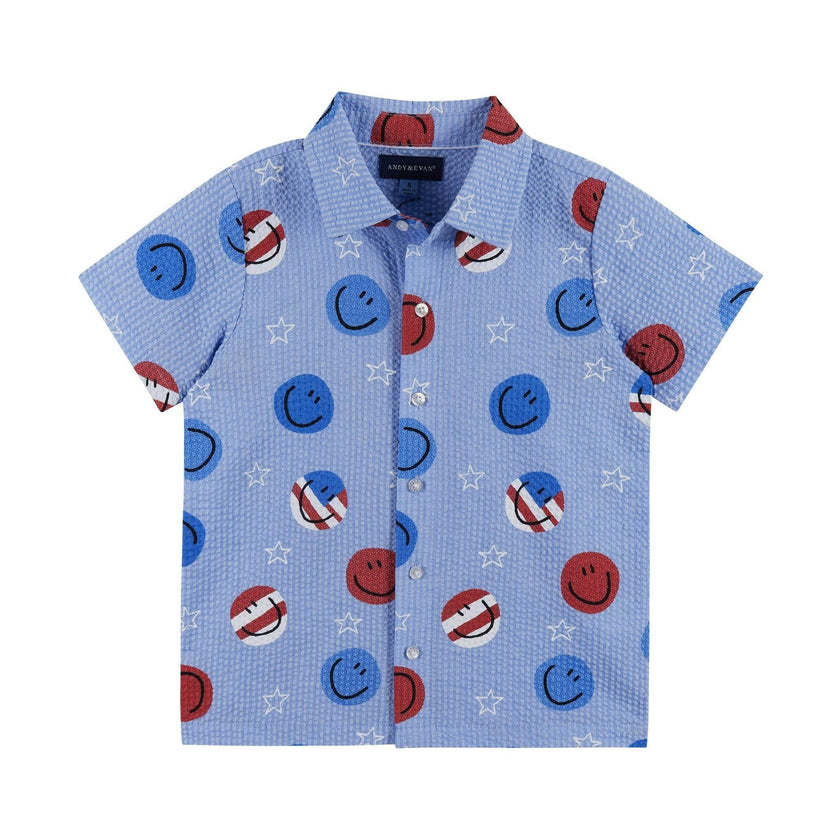 Boys Short Sleeve Seersucker Set | Patriotic Smile