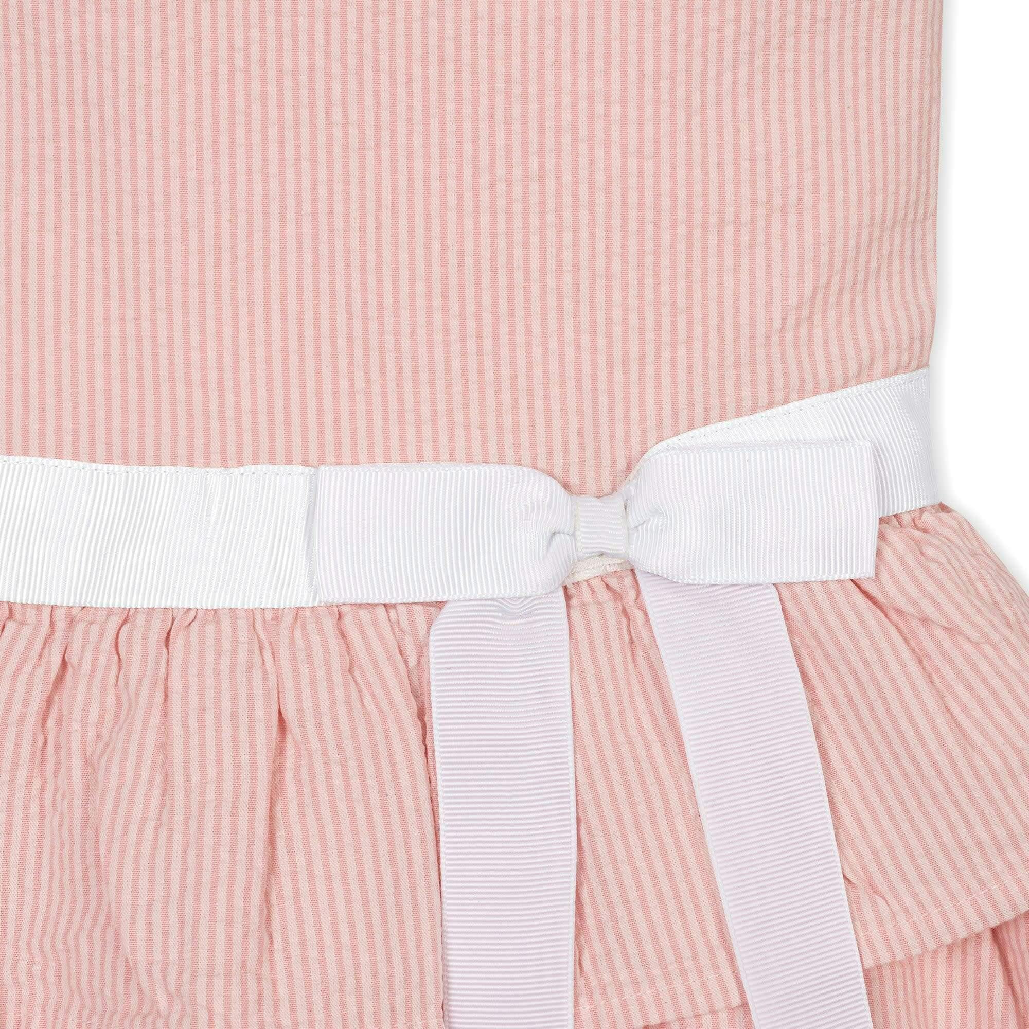 Organic Seersucker Ruffle Sleeve Peplum Dress, Pink