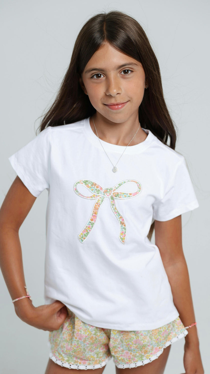 Bow T- Shirt in Garden Sorbet