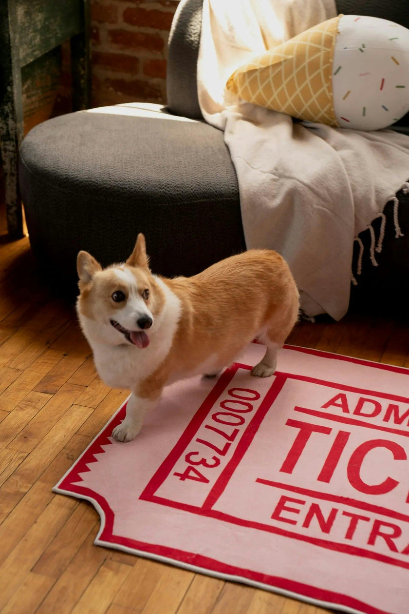Red Ticket Abstract Rug by Elizabeth Bay