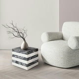Felix 15" Contemporary Natural Marble Handmade Cube End Table