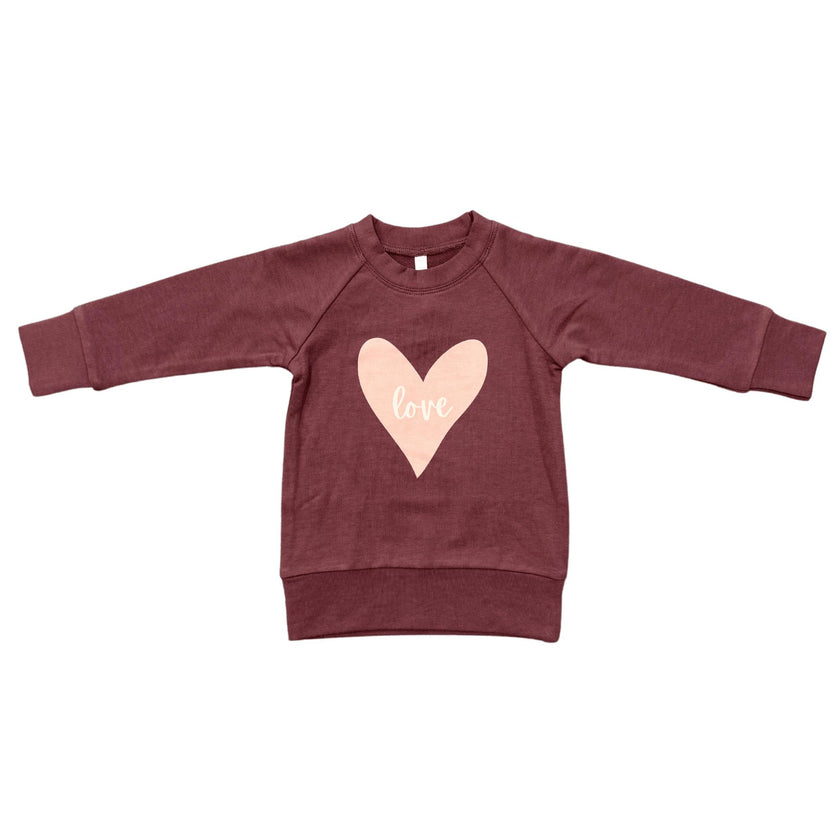 Girls Raglan Sweatshirt in Love in Mellow Rose