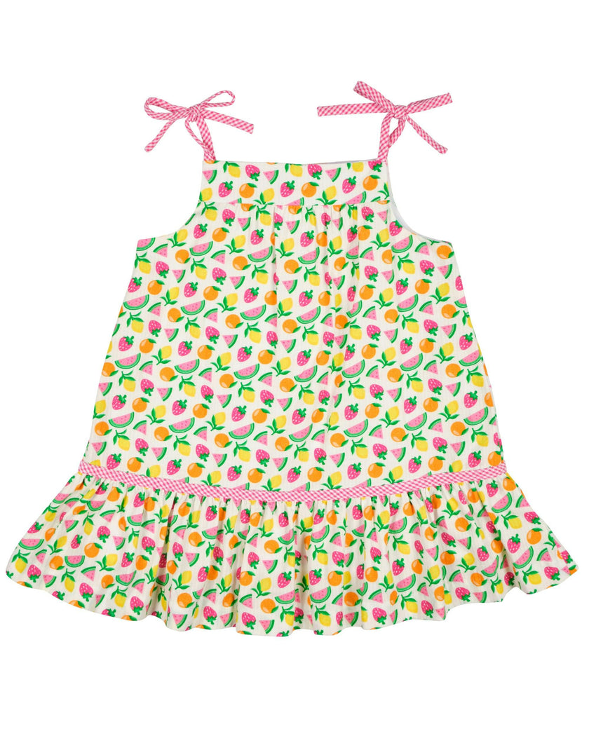 Printed Seersucker Dress With Fruit