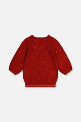 3/4 Sleeve Knitted Sweater Red