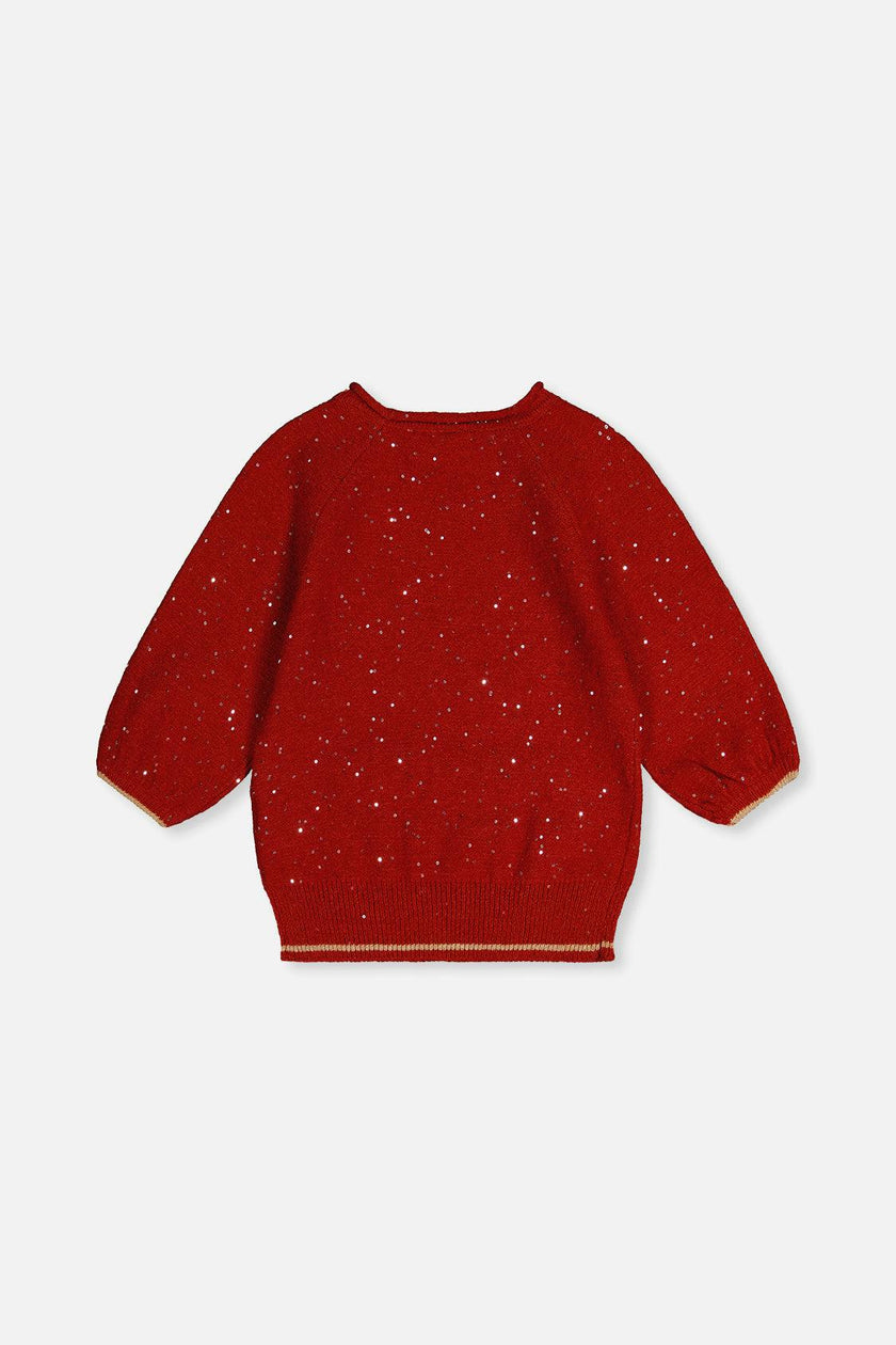 3/4 Sleeve Knitted Sweater Red