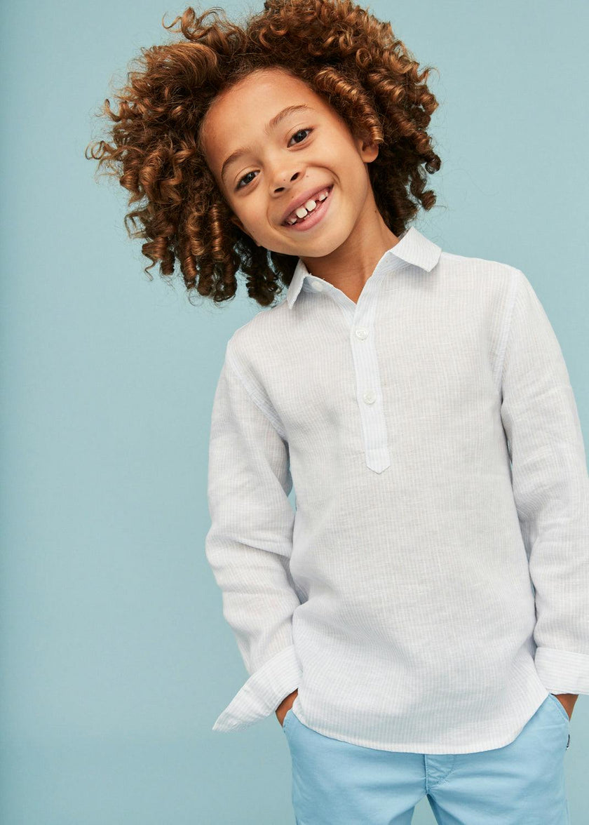 Light Blue Stripes 100% Linen Shirt
