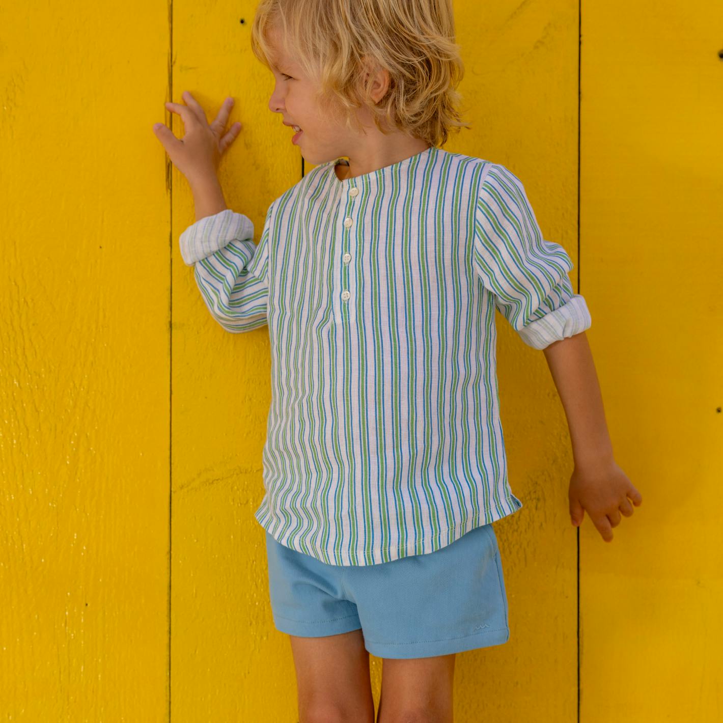 unisex tamarin stripe linen henley