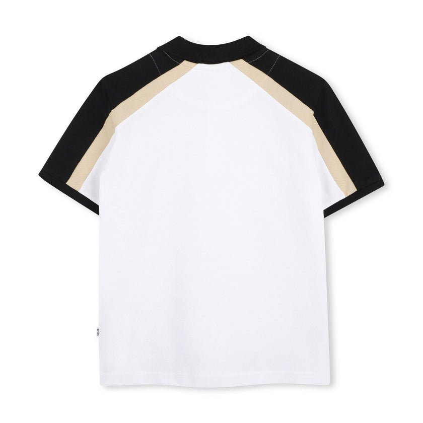 White Color-Block Polo