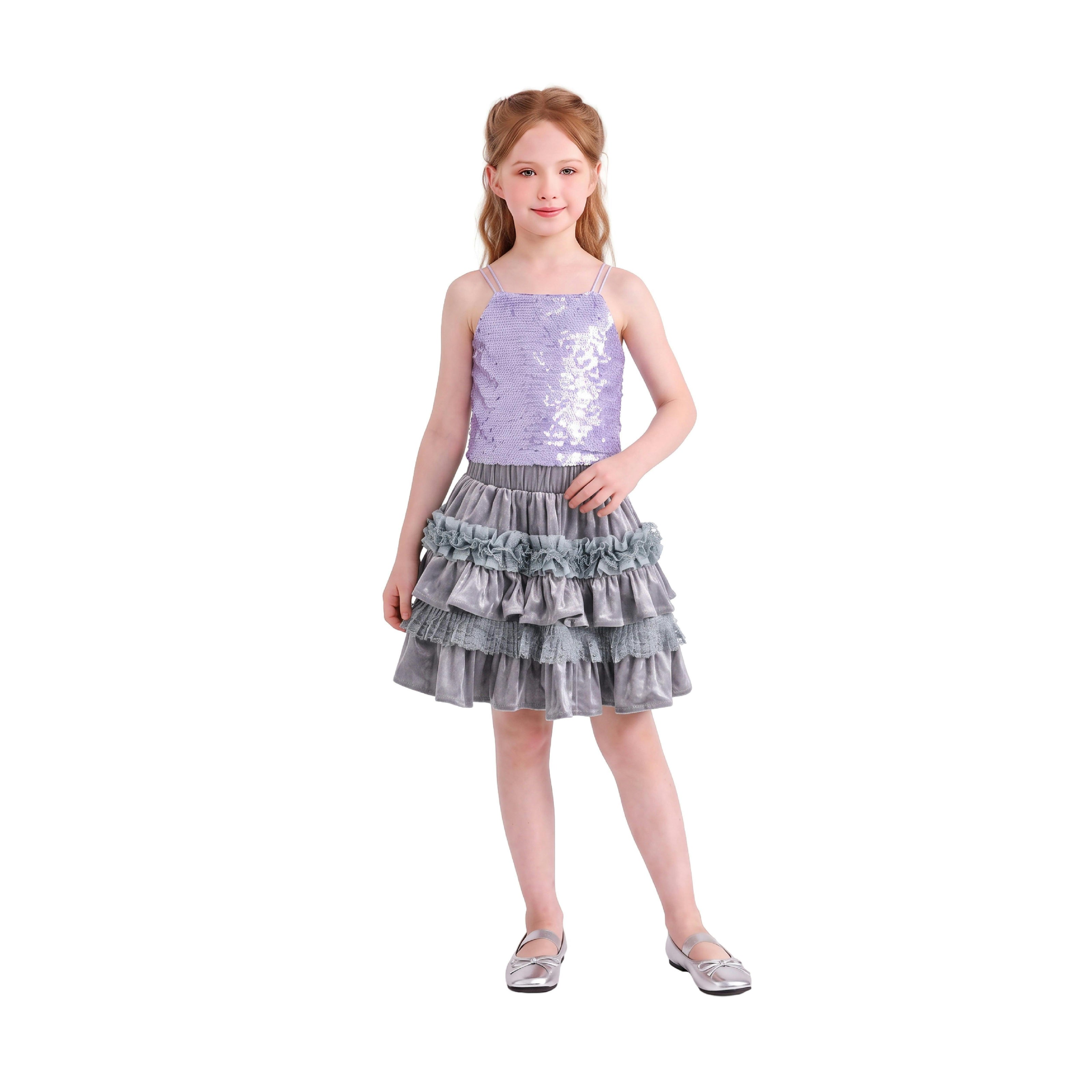 Lavender Anthea Sequin Ruffle Set