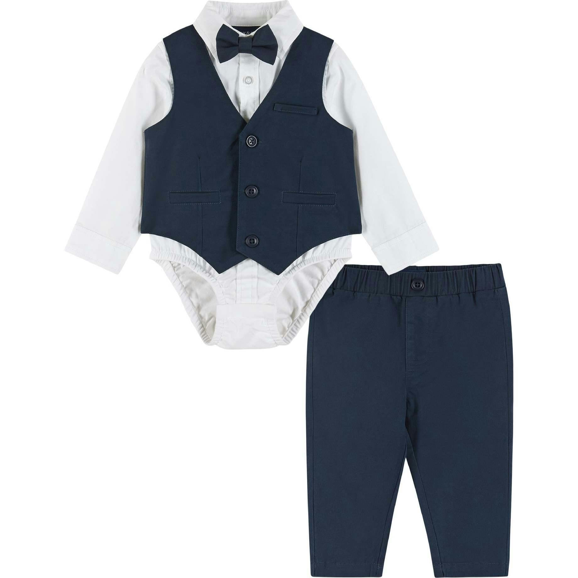 Infant Four Piece Buttondown and Vest Set