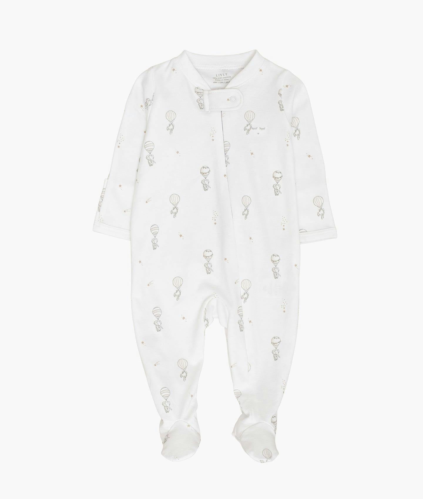 Flying Elephants Zipper Footie