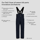 Dait All Season 3-Layer Waterproof Adjustable Bib Pants