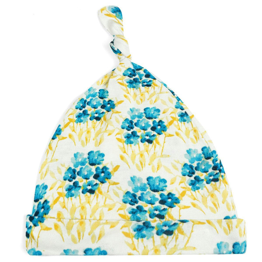 Sky Floral Bamboo Knotted Beanie Hat