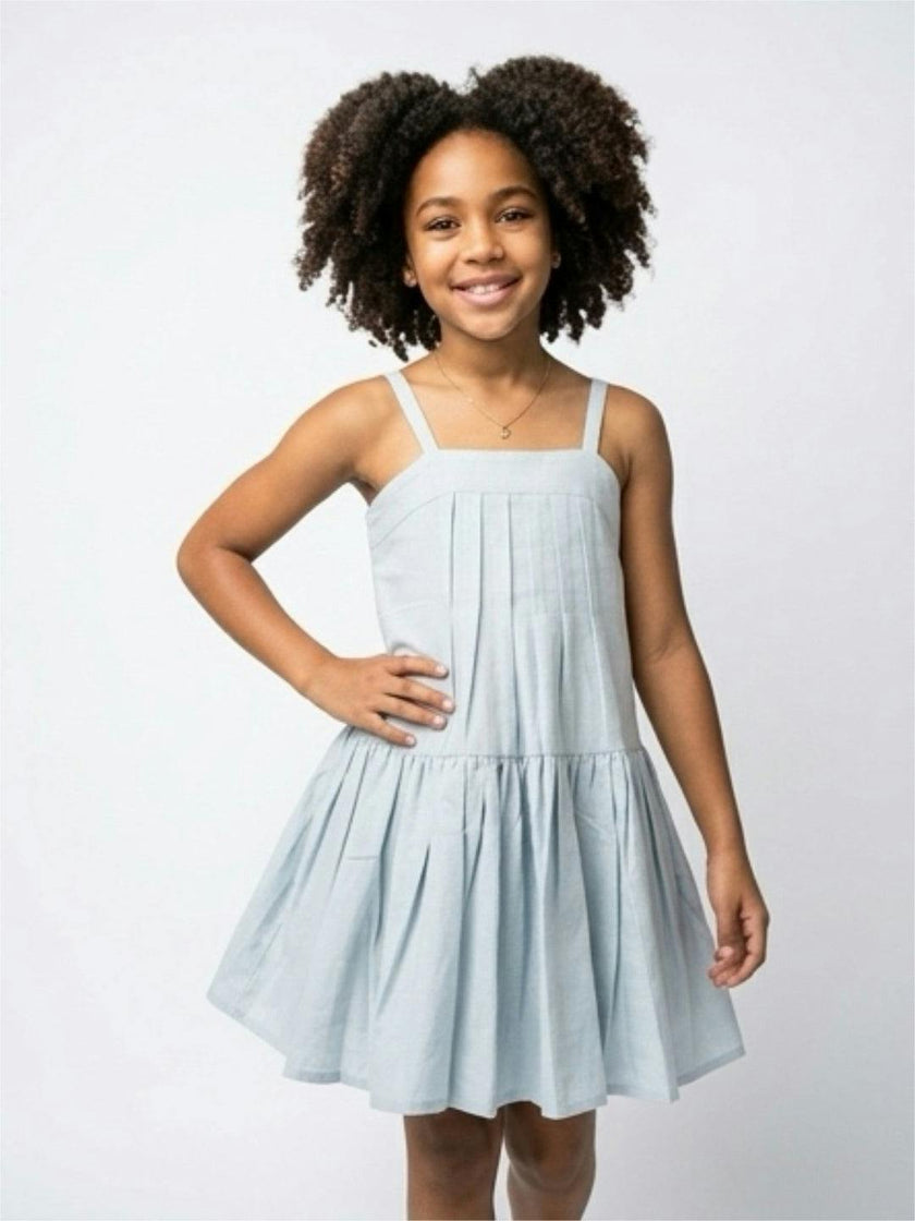 Hikari Pintuck Dress | Powder Blue