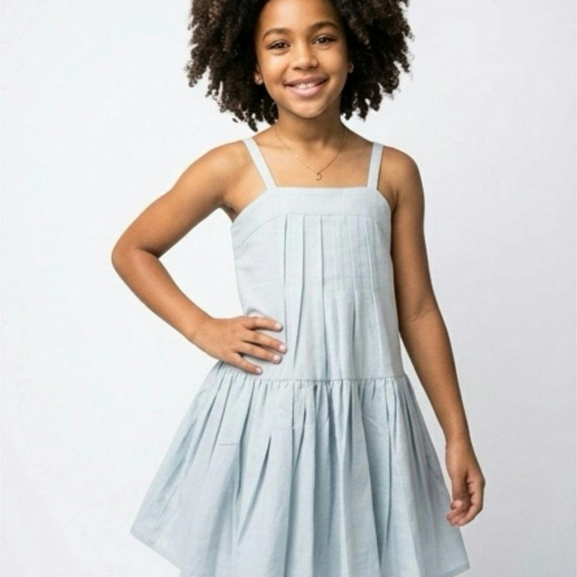 Hikari Pintuck Dress | Powder Blue