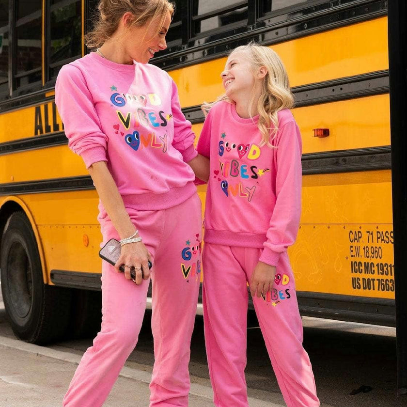 Good Vibes Only Print Sweatshirt And Pant Set