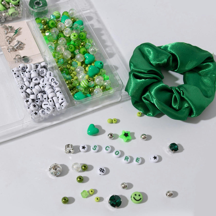 Green DIY Beaded Scrunchie Kit