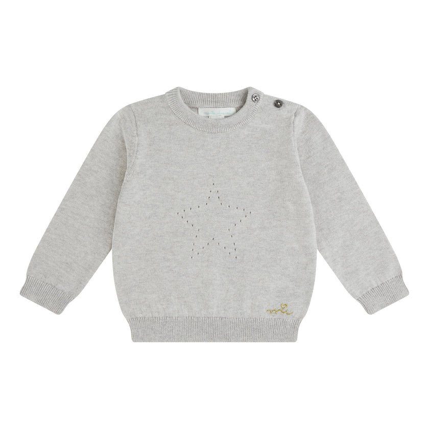 Pointelle Star Crawler Set - Grey