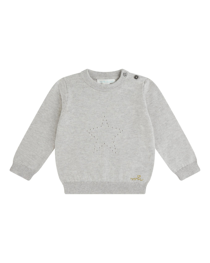 Pointelle Star Crawler Set - Grey