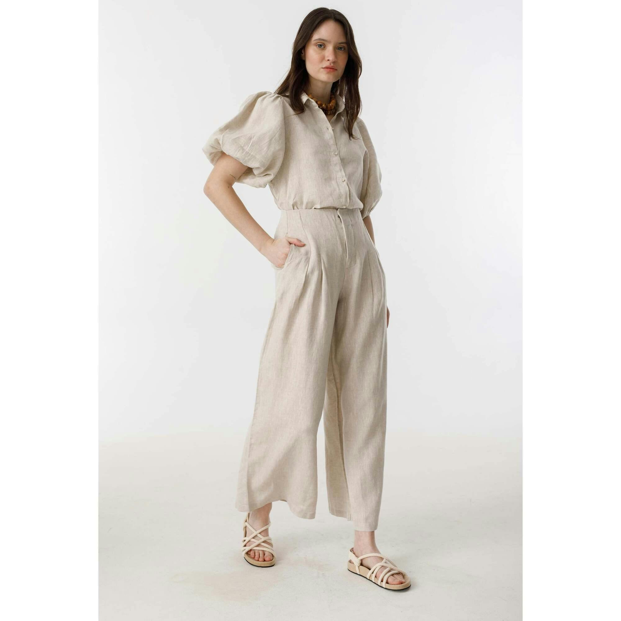 Culotte Linen Pants - Natural