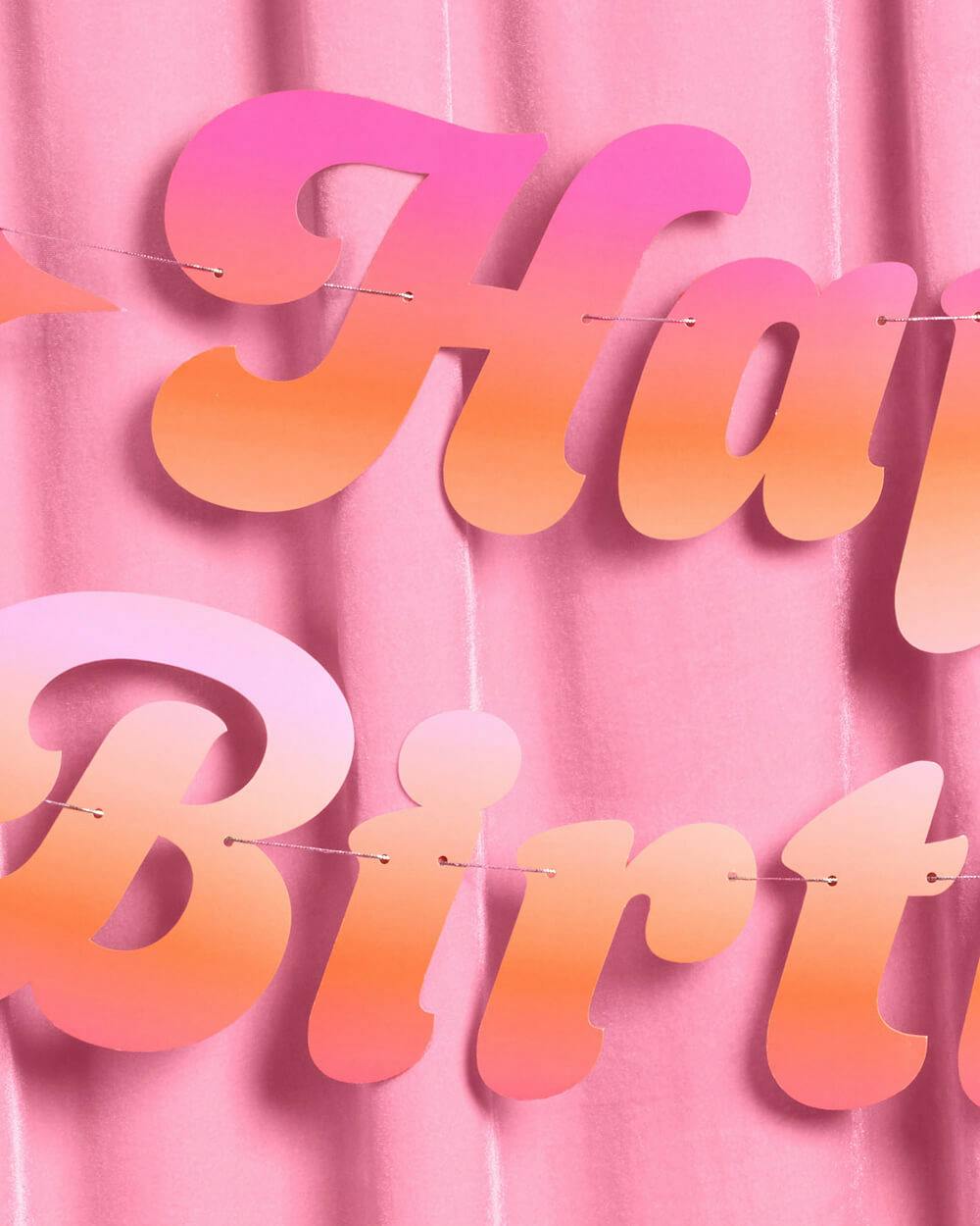 Happy Birthday Sunset Banner - pink + orange banner