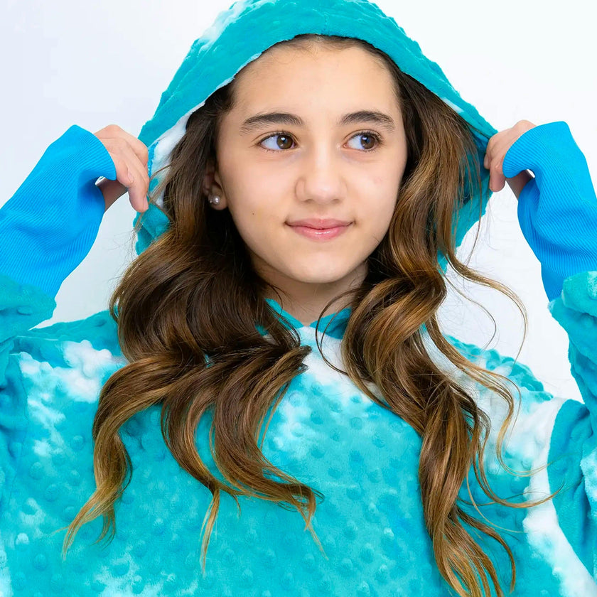 Minky Bubble Oversized Hoodie - Turquoise Tie Dye
