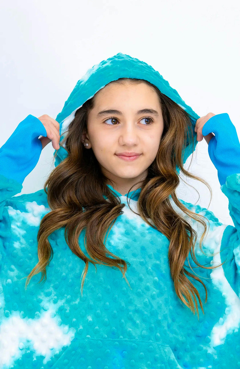 Minky Bubble Oversized Hoodie - Turquoise Tie Dye