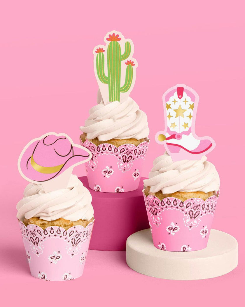 Cowgirl Cupcake Toppers - 24 toppers + sleeves