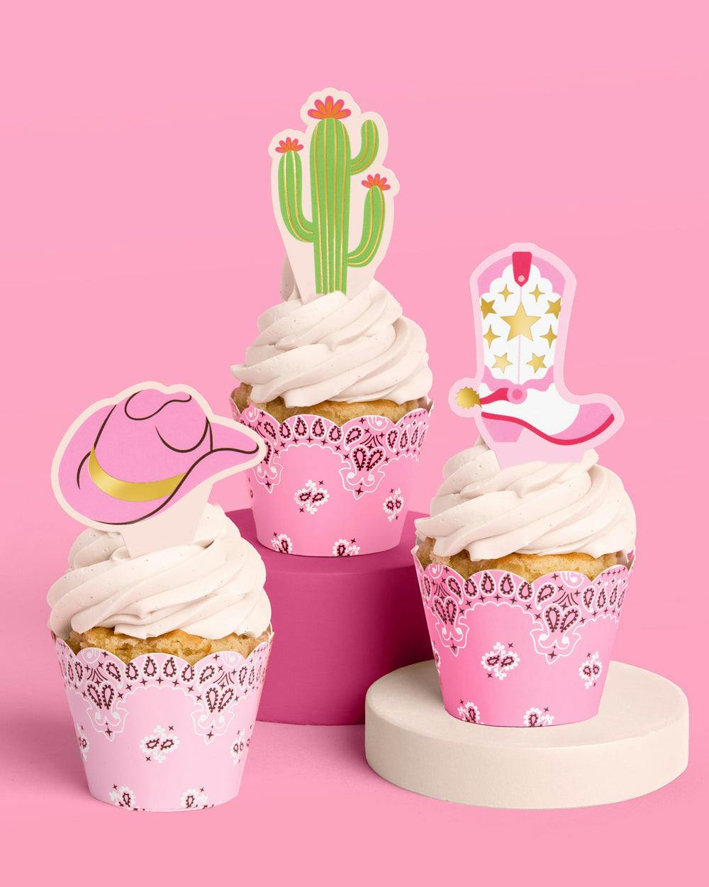 Cowgirl Cupcake Toppers - 24 toppers + sleeves