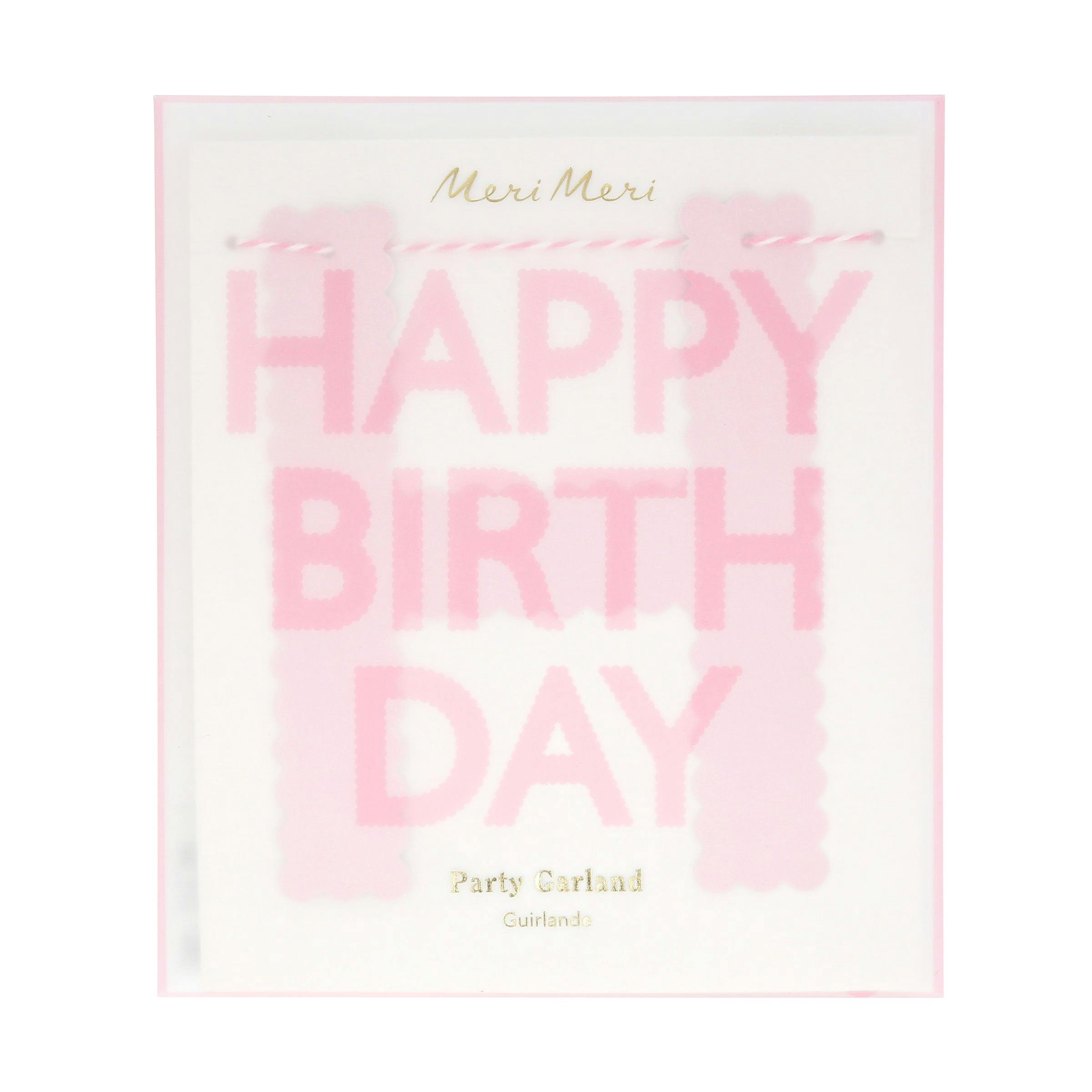 Pink Happy Birthday Garland