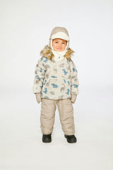 Baby Snug One Piece Snowsuit Adapted For Car Seats Blue Dinosaur Print