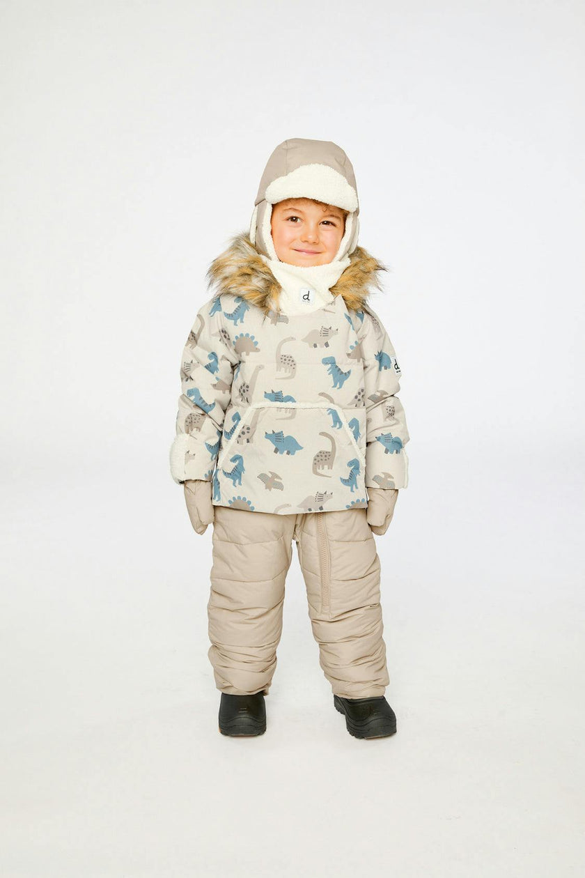 Baby Snug One Piece Snowsuit Adapted For Car Seats Blue Dinosaur Print