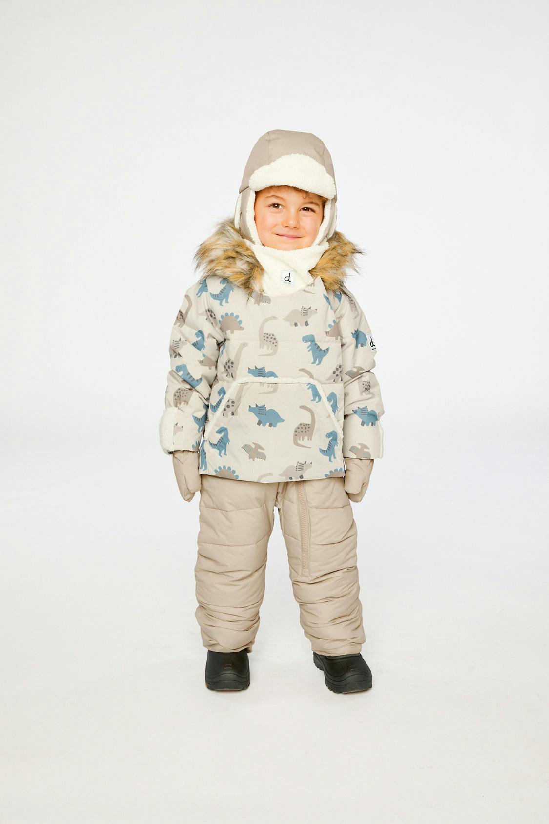 Baby Snug One Piece Snowsuit Adapted For Car Seats Blue Dinosaur Print
