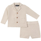 Textured Knit Blazer and Shorts Set